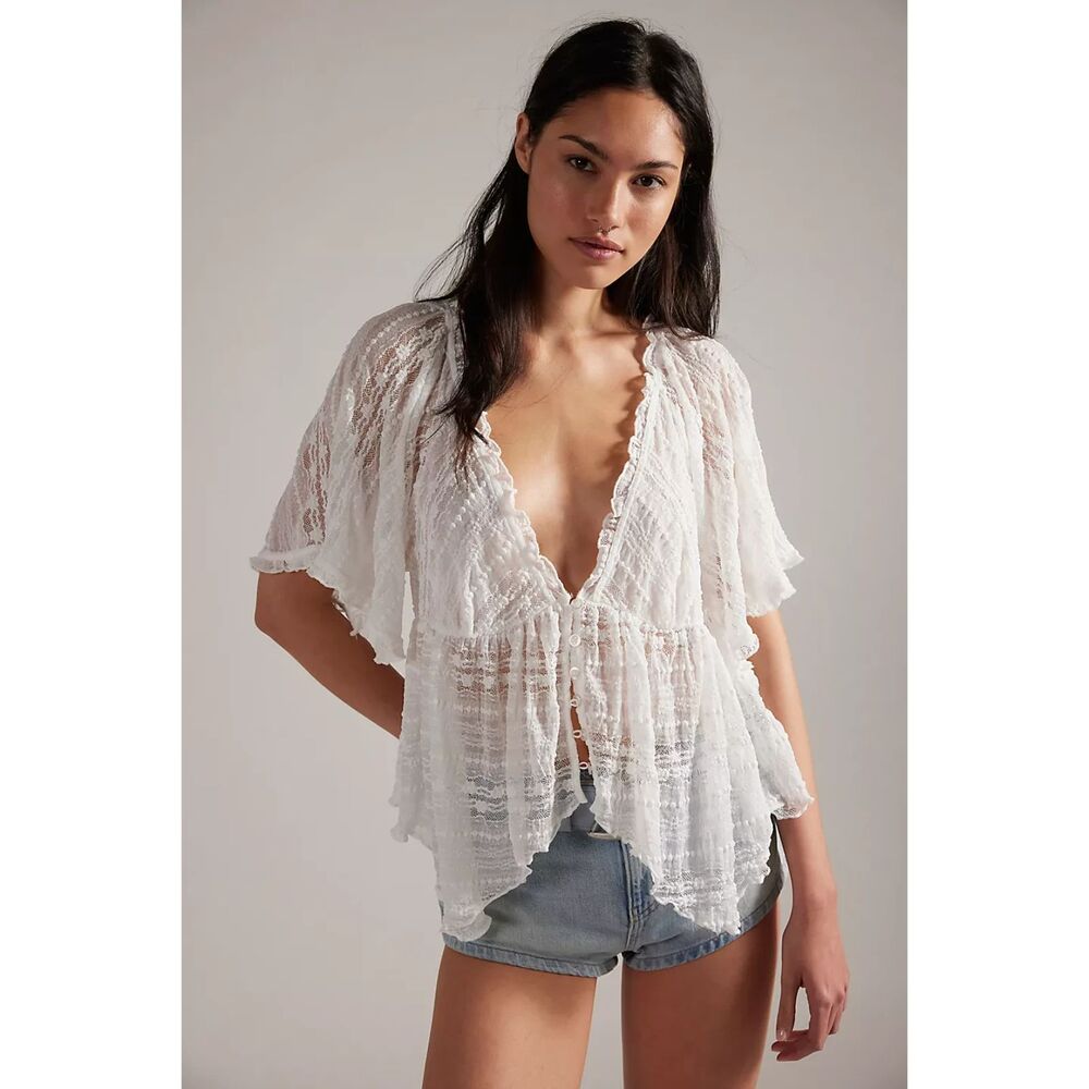 Free People NWT In Your Dreams Lace Top White Clean Ivory New Small Flawed DIY